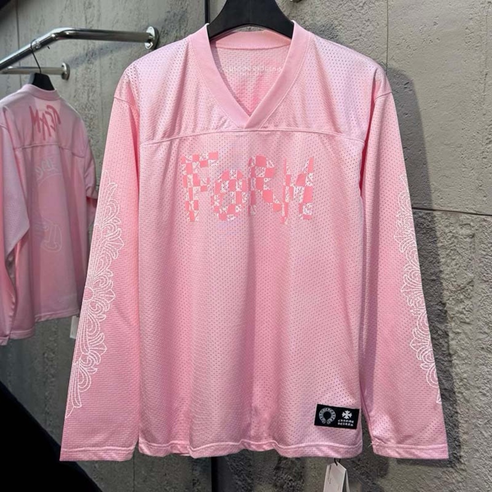 Chrome Hearts Pink Mesh Long-Sleeved Jersey